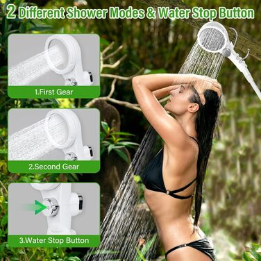 Portable Camping Shower with Battery 6000mAh Rechargeable, Camping Shower with Pump, Outdoor Shower with Adjustable Water Pressure for Camping, Hiking, Pet, Mobile Shower, RV Shower