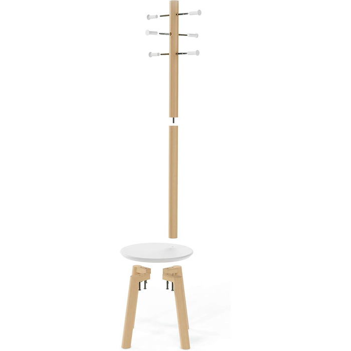 Umbra Pillar Wardrobe Stand with Stool, Default_no_Selection_Value, White/Natural, One Size