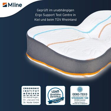 M LINE Athletic Pillow - Orthopedic Pillow - Side Sleeper Pillow - Ergonomic Head Pillow - Pillow for Neck Pain - Butterfly Pillow with Optimal Ventilation - 50 x 35 x 12 cm