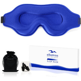 Маска для сну для чоловіків та жінок, 3D-контурна, блокує світло, з регульованим ремінцем, дихаюча та м'яка, для сну, йоги, подорожей (Блакитна)