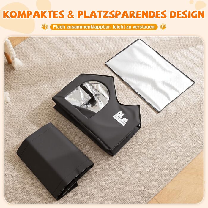 Зручне котяче будиночок ALLSOPETS для вулиці: водонепроникне собаче житло, тепле ізольоване притулок для тварин з подвійним дахом (чорний)