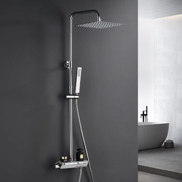 Gorbachev Rain Shower System with Shelf, Shower Set without Shower Faucet (20x20cm) (SJ-TP2525CP, Chrome)