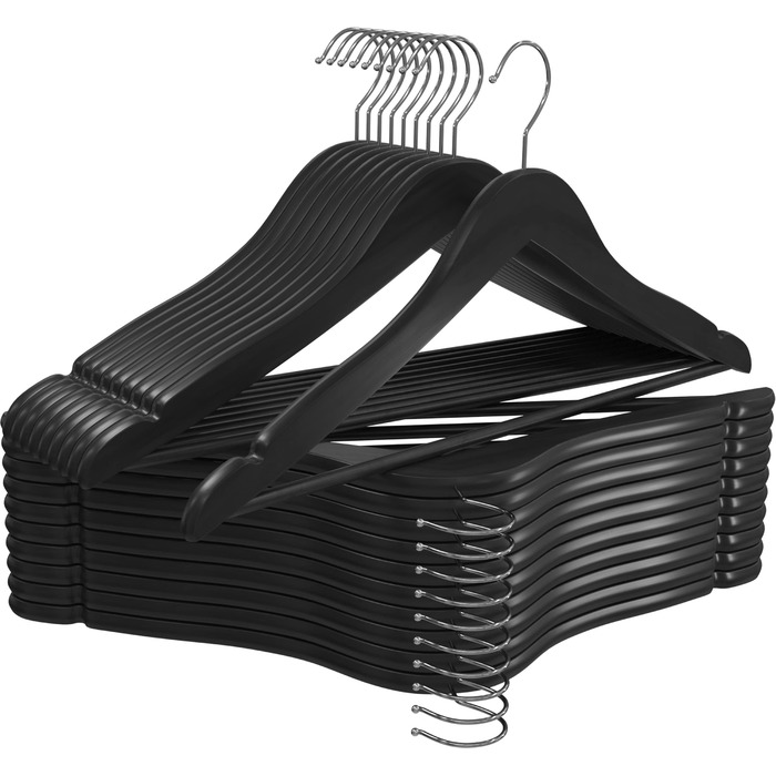 Набір вішалок для одягу Utopia Home 20 шт. з перекладиною для штанів та плечима, чорний