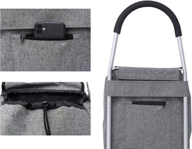 Складаний візок-шопер blnbag Shopper T1 для покупок, легкий екіпаж з алюмінієвим каркасом та сумкою на колесах, 49 л, висота 98 см