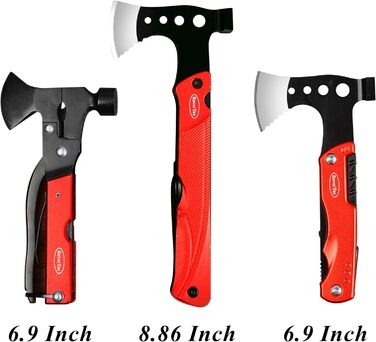 Camping Gear Multitool Axe Gifts: Multifunction Tool Axe Gifts for Men Dad Him, 14-in-1 Axe Hammer Knife Saw Bottle Opener Fire Starter Whistle for Camping Survival Hiking