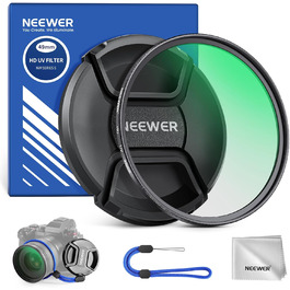 Фільтр NEEWER 49mm MC UV з кришкою для об'єктива: нанопокриття, HD скло, водонепроникність, стійкість до подряпин, ультратонкий алюмінієвий корпус