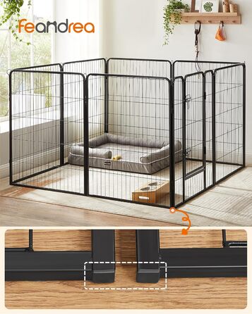 Вольєр для тварин Feandrea Freilaufgege, XXL (77 x 100 см), чорний, з 8 панелей, DIY, для дому та вулиці