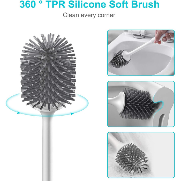Силіконова щітка для унітазу EWEIMA з швидким висиханням та настінним кріпленням, 11.3 x 14 x 43.1 см