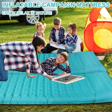Надувна ізольована каремат для кемпінгу DeeprBling з самонадуваванням та помпою, 200x70x10 см