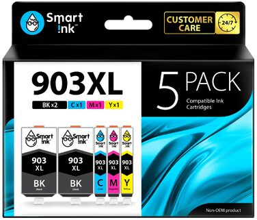 Комплект картриджів Smart Ink для HP 903 XL (903XL) Multipack: 2 чорних XL, блакитний, пурпуровий, жовтий з чипом для OfficeJet Pro 6950, 6960, 6970