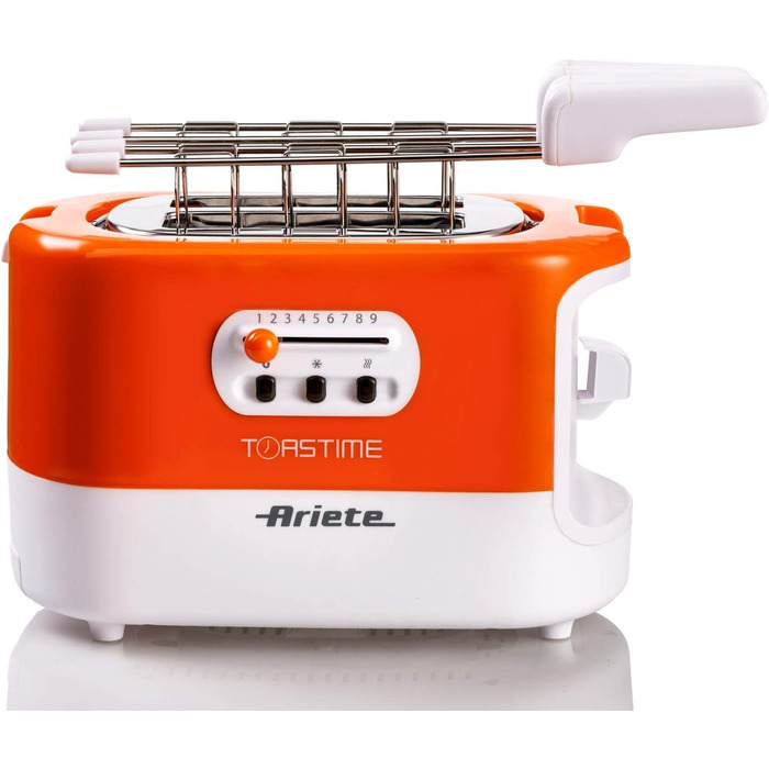 Тостер Ariete 159 Toastime з 2-ма слотами, з щипцями, функціями розморожування та підігріву, 700 Вт, нержавіюча сталь, білий/помаранчевий