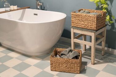 Water Hyacinth Woven Storage Basket - Seagrass Rectangular - Set of 2 (3 Pieces L (14.5in x 11in x 7.8in))
