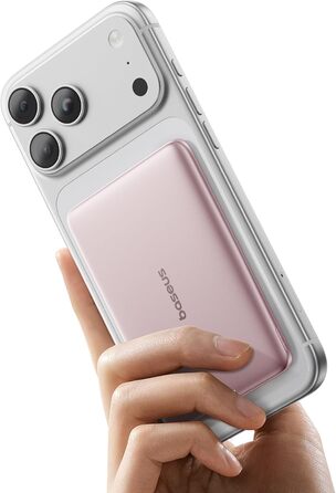 Power Bank Baseus Picogo AM41: Тонкий Magsafe Пауербанк, PD 20W, 5000mAh, Рожевий, з USB-C кабелем для iPhone 17/16/15/14/13/12