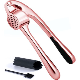 Преміум-нічна прес для часнику з нержавіючої сталі – прес для часнику, подрібнювач та очищувач, набір, стійкий до миття в посудомийній машині та іржавіння (Рожевий)