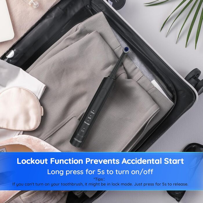 Електрична зубна щітка Mornwell ротаційна з 3 режимами, USB зарядка, 4 насадки, для дорослих та дітей (Чорна)