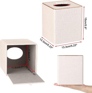 Скляна тканинна коробка BTSKY квадратної форми з декоративною золотою лінією - органайзер для серветок, бежевий