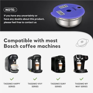Багаторазова капсула для кави Bosch, нержавіюча сталь, фільтр для кавомашини Bosch 60 мл, змінна, екологічна