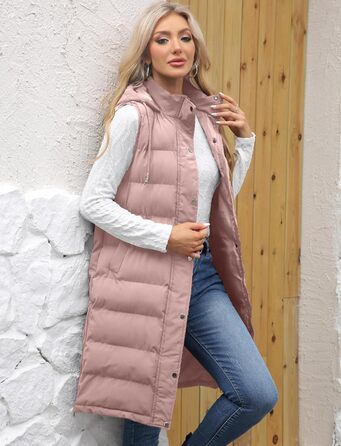 Жіноча зимова жилетка Maeau: тепла, тримає тепло, з капюшоном та кишенями, розміри S-3XL, рожевий колір