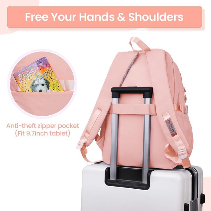 Шкільний рюкзак Tanou для дівчаток-підлітків, велика місткість, чорний (9573# Рожевий)