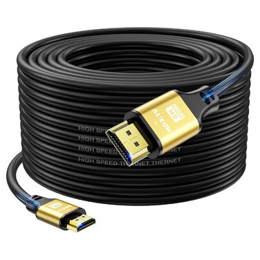 HDMI кабель 4K 20м (золотий) - 18Gbps, Highspeed 2.0, Ultra HD, Ethernet, Audio Return, 3D, HDR, сумісний з Xbox, PS5/PS4, HDTV, Laptop