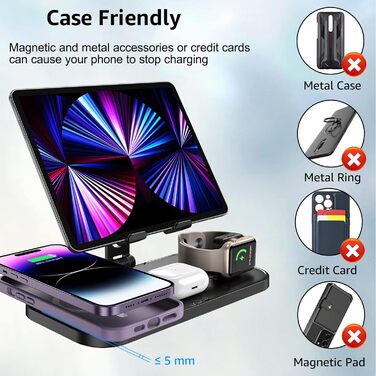 Бездротовий зарядний пристрій 4-в-1 для Apple iPhone, Apple Watch, AirPods та iPad