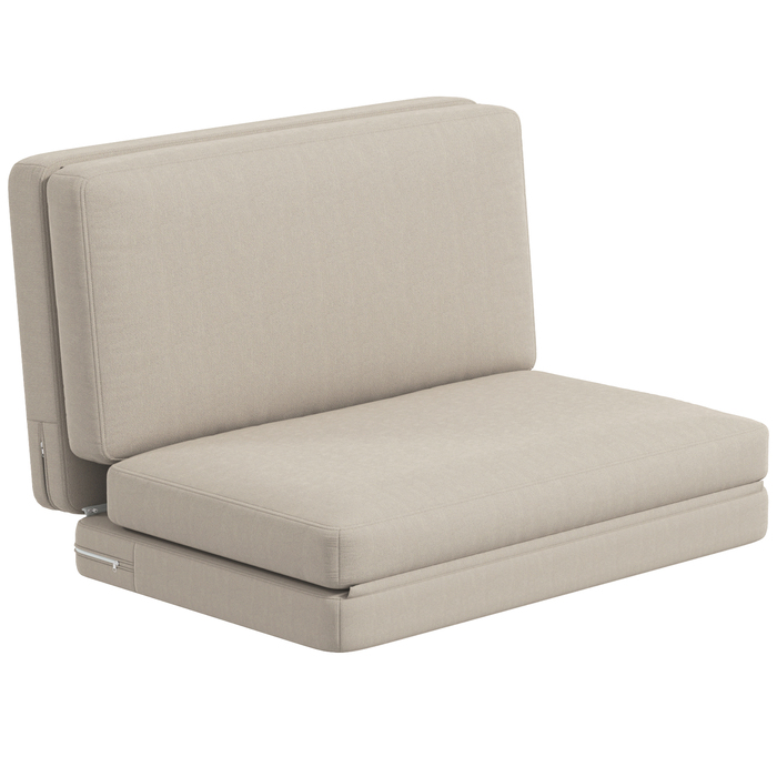 HOMCOM 3-in-1 Foldable Floor Sofa, Convertible Sofa Bed with Velvet Appearance, Padded to 240 kg Load Capacity for Bedroom, Living Room, Beige | Aosom