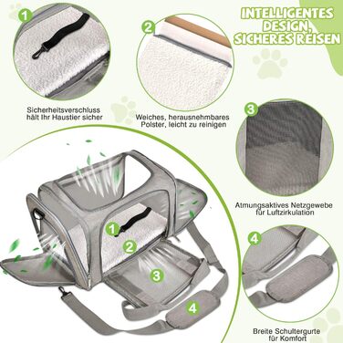 Транслювач для собак та котів ALLSOPETS, складаний, м'який, сірий, для подорожей, походів, кемпінгу