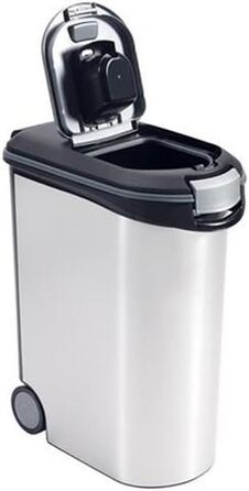 Контейнер для корму Curver Tier-Futter-Container 20 кг, 54 л, чорний/сріблястий, з роликами