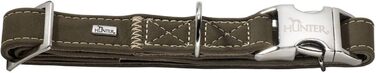 Нашийник для собак HUNTER ALU-STRONG: міцний, з алюмінієвим затвором, шкіряний, оливковий, розмір M
