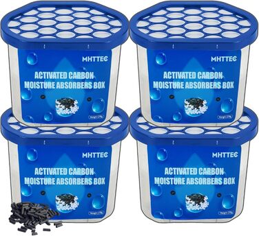 Moisture Absorber Boxes, 4 Pack, 284 ml, Dehumidifier for Closet, Bathroom, Basement, Home, Bedroom, Moisture Packs for Car, Disposable Desiccant