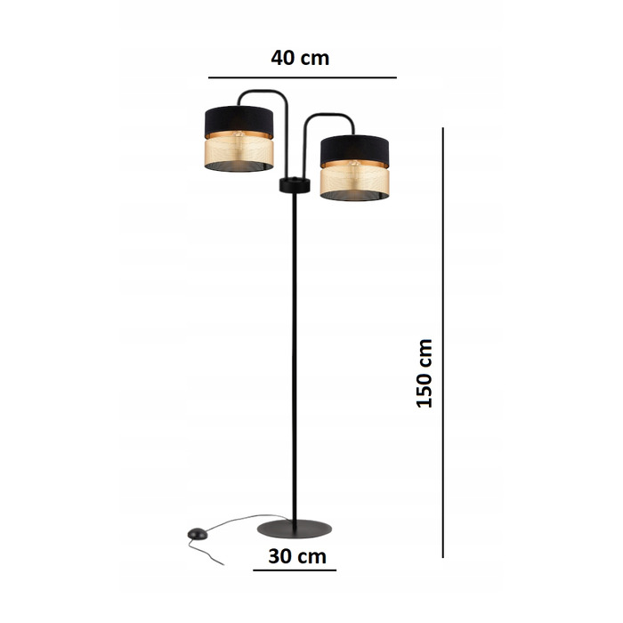 Підлогова торшерна лампа з абажуром, чорно-золота, LED
