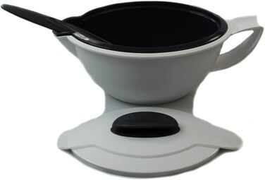 Термосоусник Tupperware Thermo-Duo 400 мл, сірий/білий, з ложкою, для подачі соусів, ізотермічний посуд