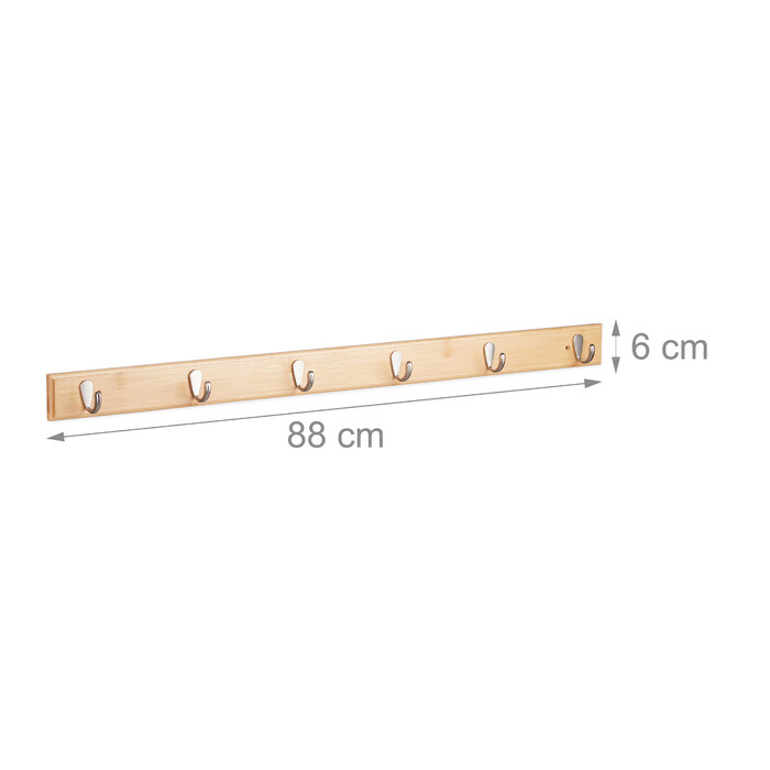 Relaxdays Bamboo Hook Strip, Natural