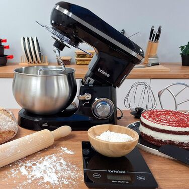 Професійна кухонна машина для тіста та приготування їжі 1800W MAX з орбітальним рухом, міткою, гаками та лопатками, 5-літрова чаша, 6 швидкостей + імпульсний режим, LED-сенсорний дисплей, KM1164