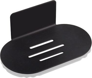 Тримач для мила на стіну без свердління HONZUEN, нержавіюча сталь, чорний. Підходить для ванної кімнати та кухні, для мила, губок, щіток.