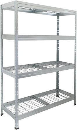 Вуличний металевий стелаж для важких вантажів, 1500 кг, 180x90x45 см, 5 полиць, оцинкована сталь, TÜV, регульовані полиці