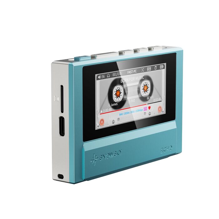 FiiO Echo Retro Hi-Res ЦАП-плеєр для аудіо, Bluetooth, 4.4 мм, Кольоровий екран, Портативний DAP (Небесно-блакитний)