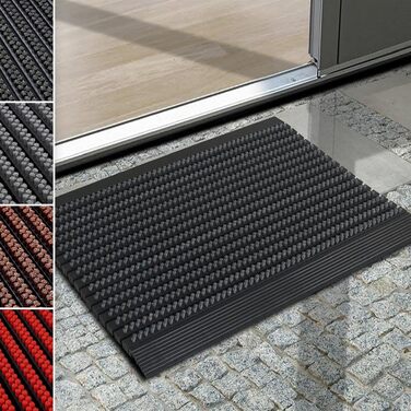 Килимок для вхідних дверей Floordirekt Power Brush 40 x 60 см, сірий — грязезахисний килимок для вулиці та приміщення