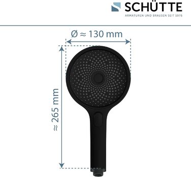 SCHÜTTE Hand Shower SAMOA RAIN | Velvet Jet Technology | Showerhead with over 300 nozzles | 3 adjustable spray patterns | Anti-limescale showerhead for the shower | White (Black)