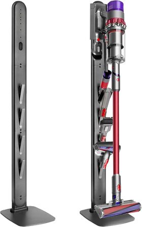 Стійка для пилососів Dyson G5, V15, V12, V11, V10, V8, V7, V6, металева, з 4 гачками та 4 полицями, без свердління, стабільна, підлогова, приховане кріплення кабелю (Темно-сірий)