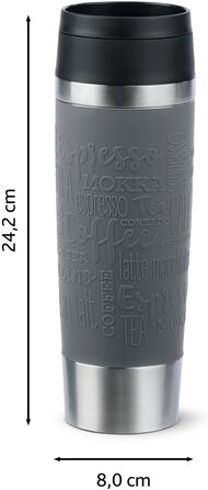 Термокружка Emsa N20220 Travel Mug Classic, 0.5 л, нержавіюча сталь, 6 год гаряча, 12 год холодна, герметична, для подорожей