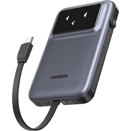 Power Bank UGREEN UNO 10000mAh з USB-C кабелем, 30W, 1 USB-C та 1 USB-A. Сумісний з iPhone 12-16, Galaxy S24 Ultra