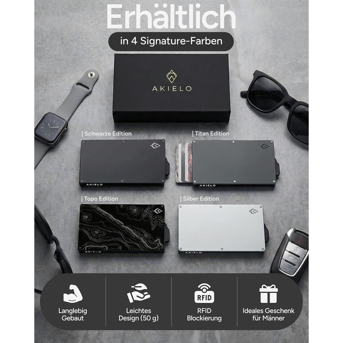 Кластинка для карток з RFID захистом та подарунковою коробкою – Мінімалістичний гаманець для чоловіків – Компактний картхолдер з безконтактним захистом (Alpha Collection) 05. Срібний випуск
