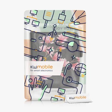 Чохол-книжка kwmobile для Pocketbook Era/Era Color з відділенням для карт та петлею для кріплення - дизайн 'Читаюча жінка' чорно-бежевий (Magnolien 33-02-01)