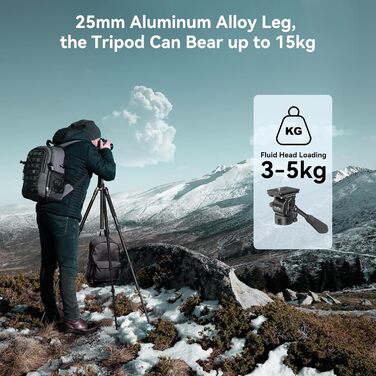 SMALLRIG 71' штатив для відео з пливним упором, алюмінієвий штатив для камери, 360° панорамний відео штатив для подорожей, регулювання висоти від 5 до 21.5 метрів, максимальне навантаження 15 кг, навантаження на пливний упор 3 кг, CT180 – 3760B