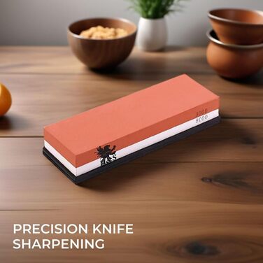 Набір точильного каміння H&S з неслизьким гумовим тримачем: двосторонній точильний камінь та брусок, зернистість 3000/8000, точилка для ножів, набір точильних каменів, мастильний камінь 10000, сталевий брусок