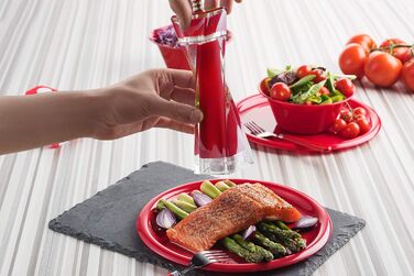 Набір для солі та перцю MITBAK з акрилу | Преміум якість, регульована ступінь помелу, червоний