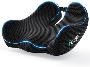 Ортопедична подушка для сидіння Feagar з memory foam - ергономічна подушка для офісного крісла, авто та дому - для полегшення болю в куприку при тривалому сидінні, неслизька (до 100 кг)