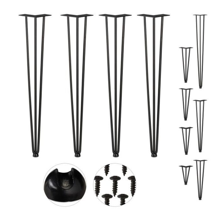 Relaxdays 4-Piece Hairpin Leg Set with 3 Supports