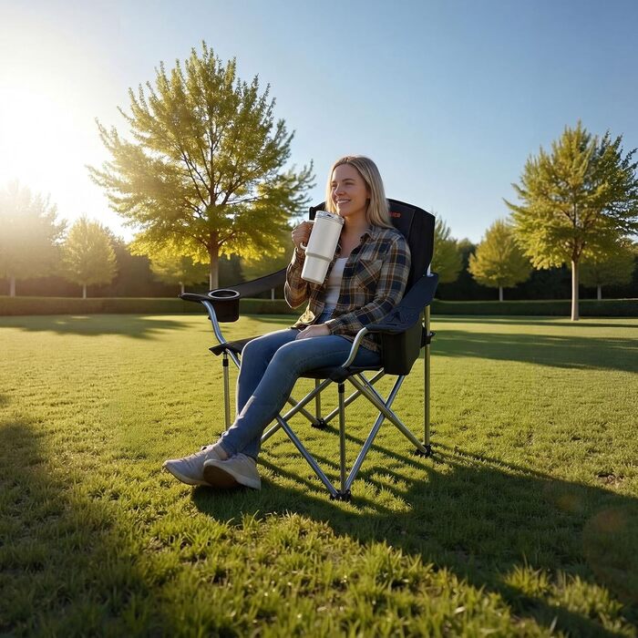 Складні кемпінгові крісла VEVOR 2 шт, надміцні (204 кг), з підлокотниками та підсклянником, для риболовлі та відпочинку на природі